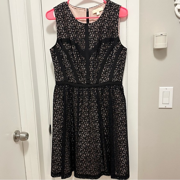 Erin Fetherston Black Lace Pink Fit Flare Mini Cocktail Dress 8 sleeveless party - Picture 2 of 10